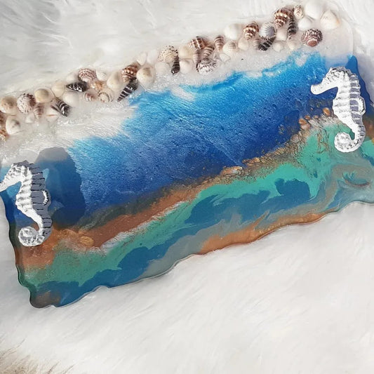 Seaside Elegance: Coastal Seahorse Resin Tray
