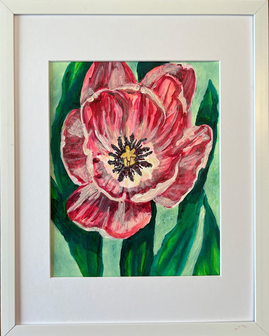 Open Up Tulip Original Mixed Media Painting