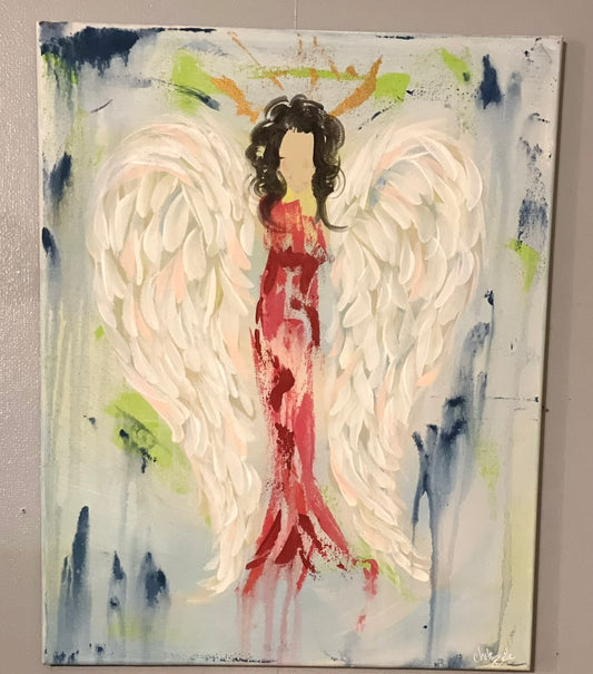 Dark Haired Angel Painting