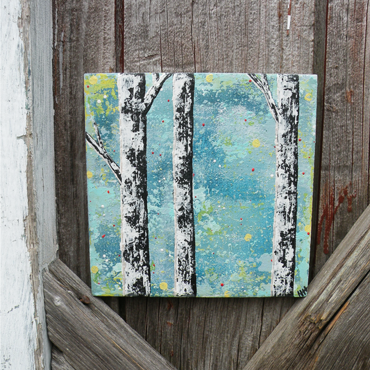Teal the End Original Painting on Tile