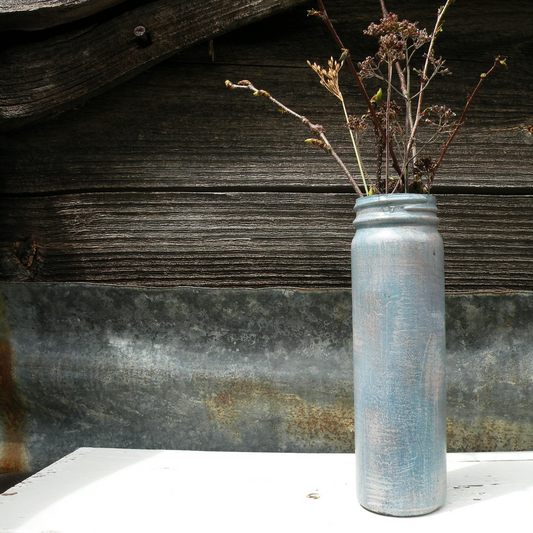 Sweet Blue & Shimmer Upcycled Bottle Vase