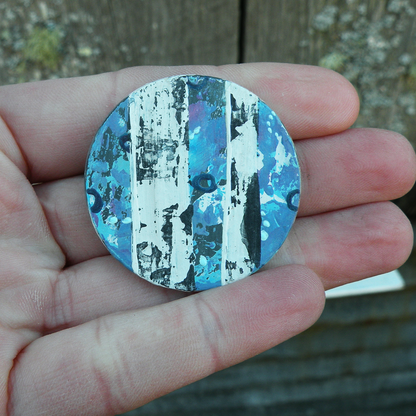 "Purple and Blue" Original Mini Art on Upcycled Poker Chip