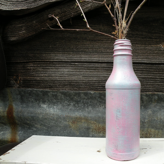 Round Purple and Blue Upcycled Bottle Vase