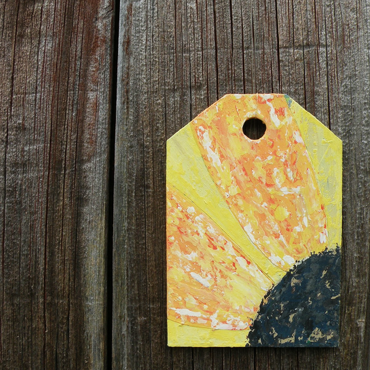 Hand Painted Sunflower Wooden Tag Decor