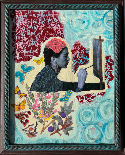 Painting Completed My Life Original Mixed Media Painting with Upcycled Frame