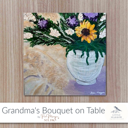 Grandma’s Bouquet On Table Original Acrylic Painting