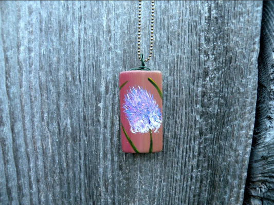 Hand Painted Clover on Red-Purple Pendant
