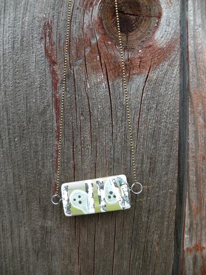 Ghosties Among the Birches - Hand Painted Pendant