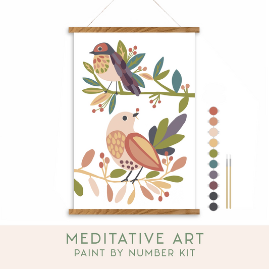 Birds On A Branch Meditative Art Paint By Number Kit