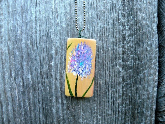 Hand painted Clover on Yellow Pendant