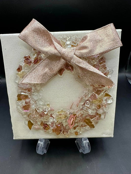 Dreaming of a Pink Christmas Glass and Resin Wreath Art