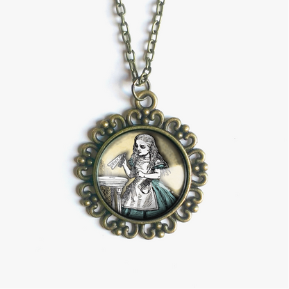 Alice in Wonderland "Drink Me" Ornate Pendant Necklace
