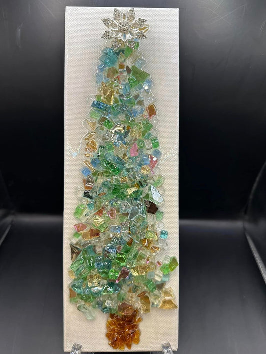 Christmas Tree of Many Colors Glass and Resin Tree Art