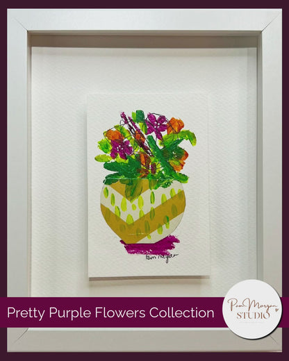 Pretty Purple Flowers in Teal Triangular Vase