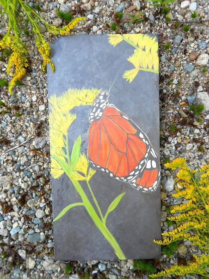Hand Painted Monarch on Slate