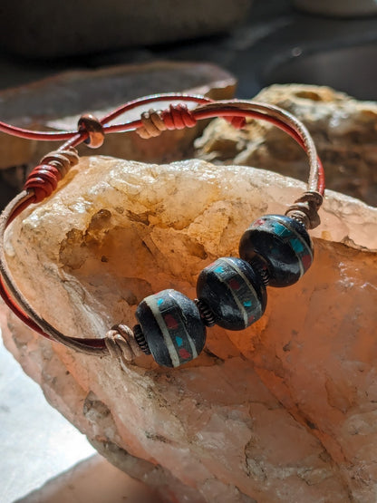 "Global" Knotted Leather Bracelet