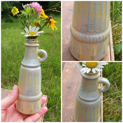 Yellow and Blue Upcycled Bottle Vase