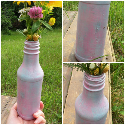 Round Purple and Blue Upcycled Bottle Vase