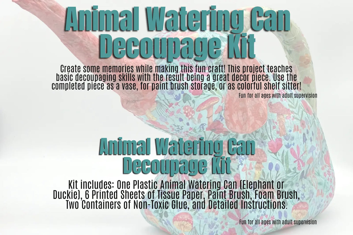 Animal Watering Can Decoupage Art Kit Duckie