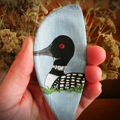 Set of 2 Hand Painted Decorative Loon Spoons