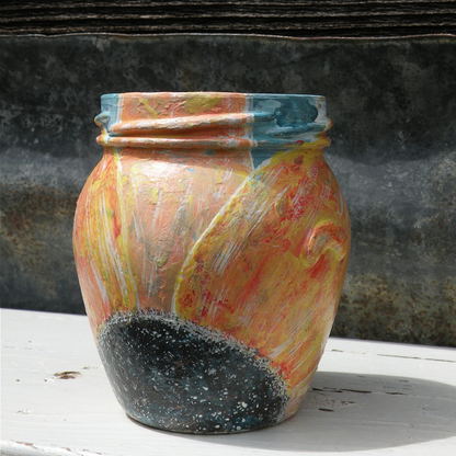 Hand Painted Sunflower Upcycled Bottle Vase